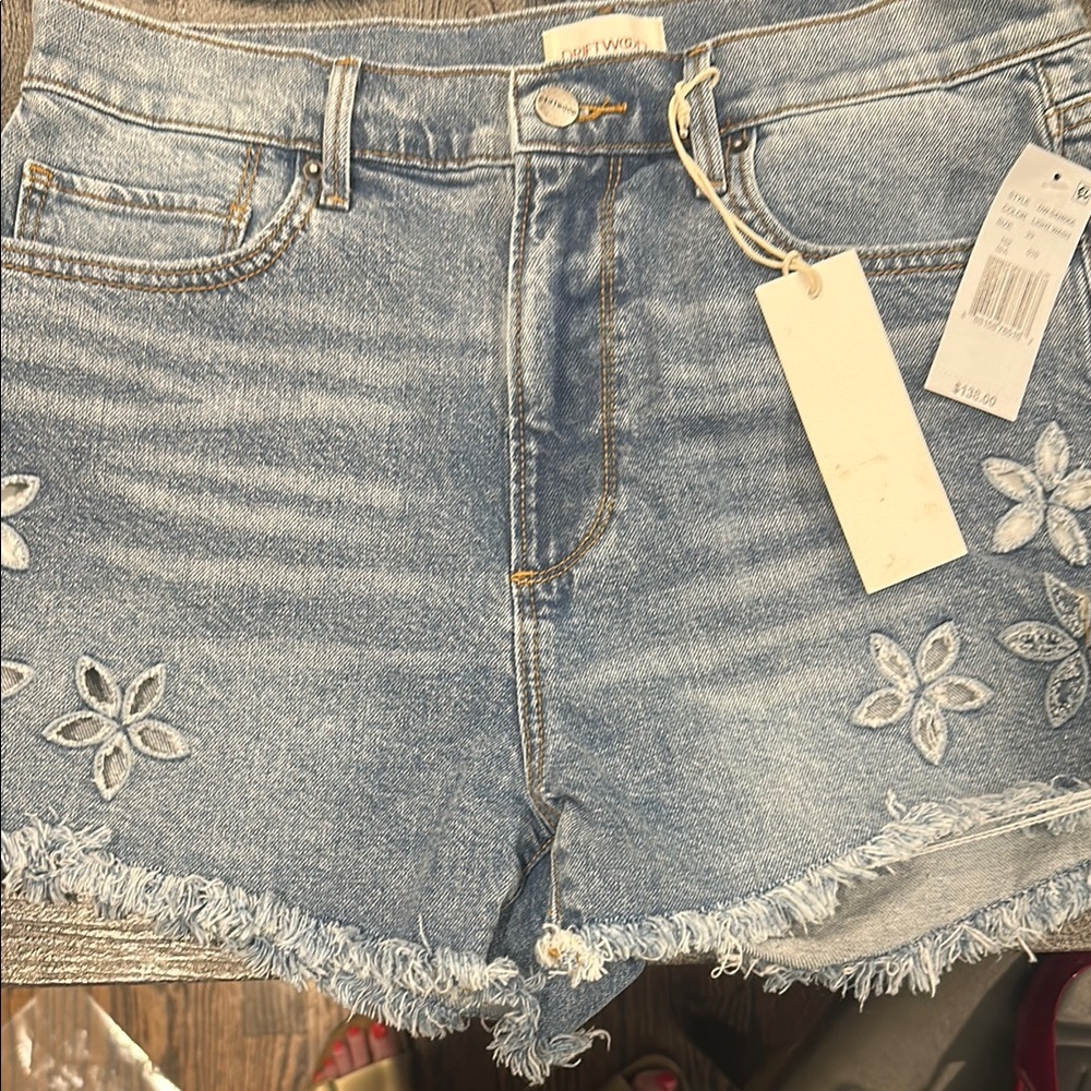 DRIFTWOOD Blue Jean Shorts with Distressed Details